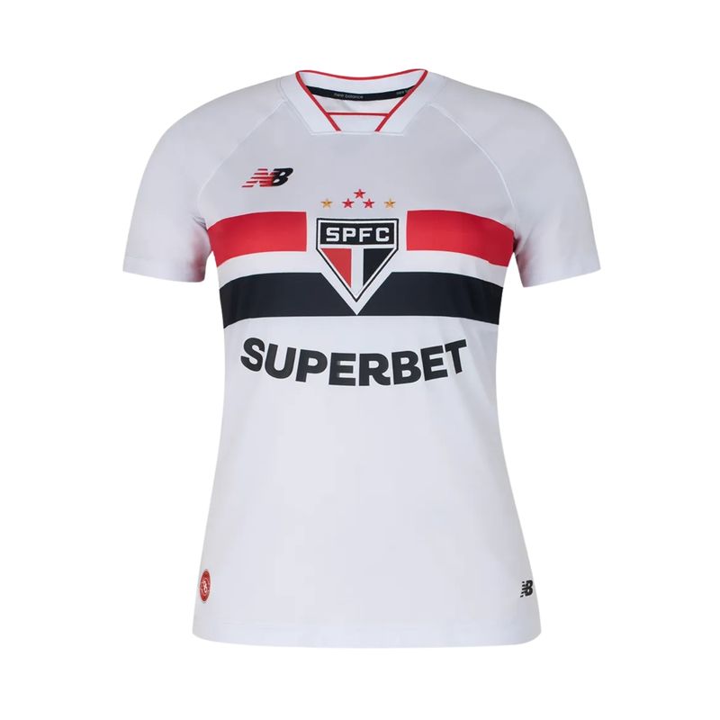 Camisa São Paulo I 26/27 New Balance Torcedora Feminina - Branca/Vermelha